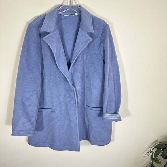 Soft Surroundings Teddy Plush Coat Jacket Powder Blue Womens Size 2X Pockets - Picture 1 of 7